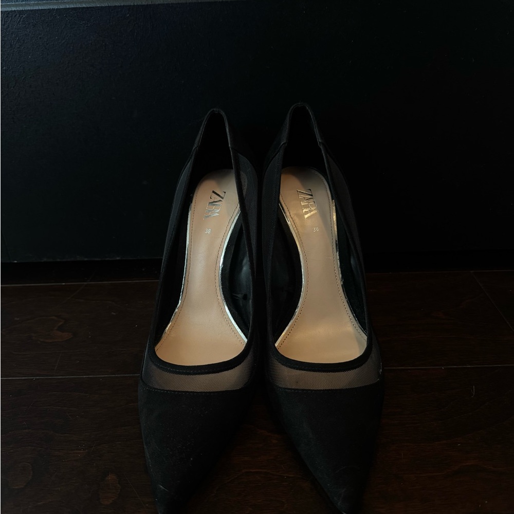 Zara Black Mesh Women's Heels